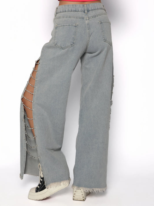 Pantaloni evazati cu detalii stralucitoare, Mira