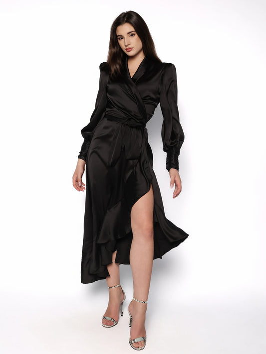 Rochie satinata lunga tip halat, Athena