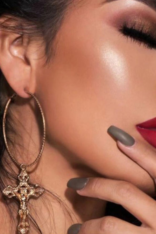 Cercei rotunzi cu cruce