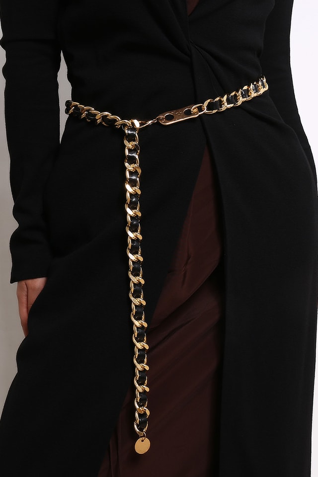 curea lant gros auriu cu piele neagra, have to have