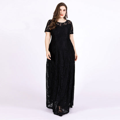 Rochie lunga din dantela neagra cu bust delicat si fusta ampla, Adriana