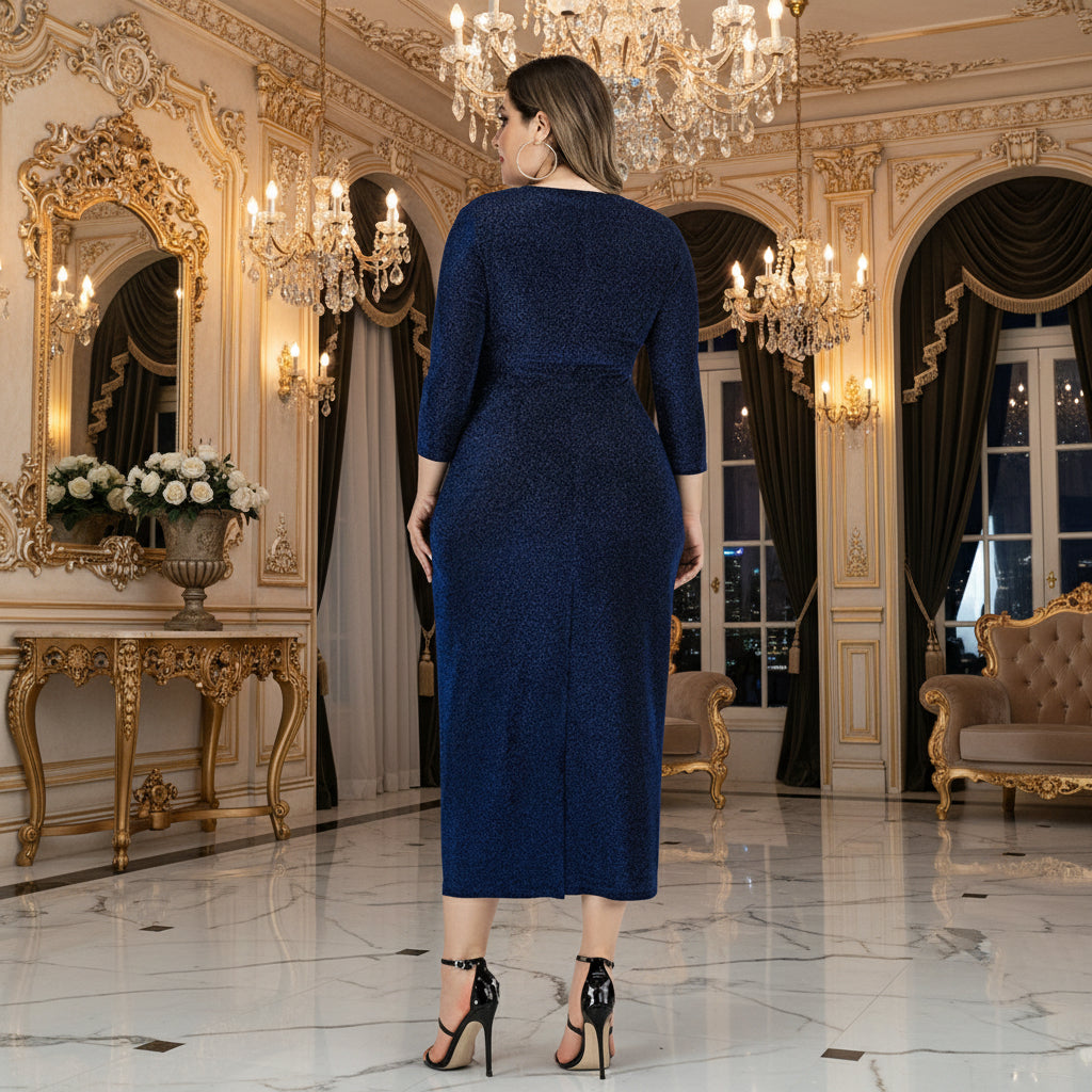 Rochie midi eleganta cu maneca lunga si croiala conica, Sorina