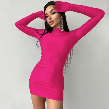 Rochie mini mulata cu manusi, Bianca