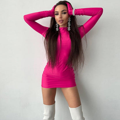 Rochie mini mulata cu manusi, Bianca