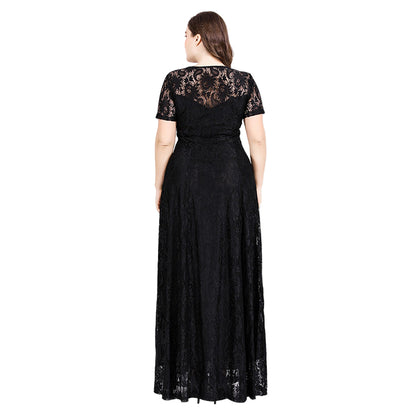 Rochie lunga din dantela neagra cu bust delicat si fusta ampla, Adriana