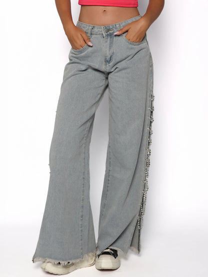 Pantaloni evazati cu detalii stralucitoare, Mira