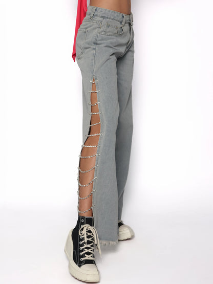 Pantaloni evazati cu detalii stralucitoare, Mira