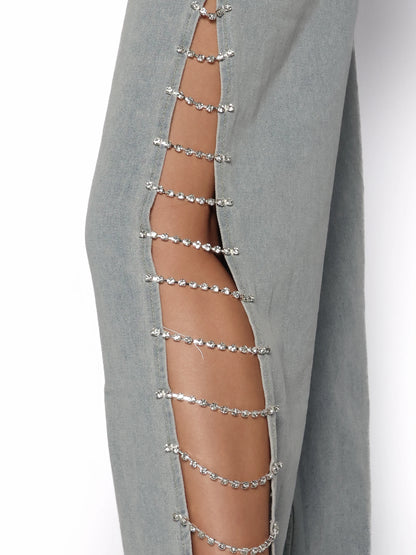 Pantaloni evazati cu detalii stralucitoare, Mira