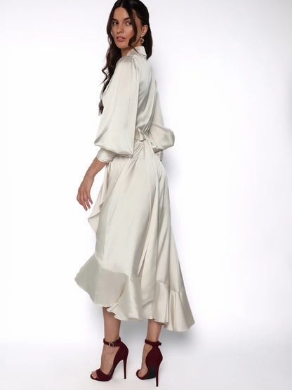 Rochie satinata lunga tip halat, Athena