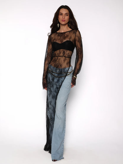 Bluza asimetrica din dantela fina, Paola