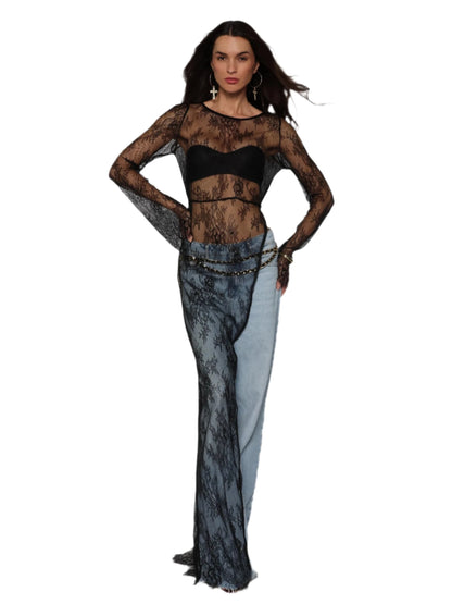 Bluza asimetrica din dantela fina, Paola