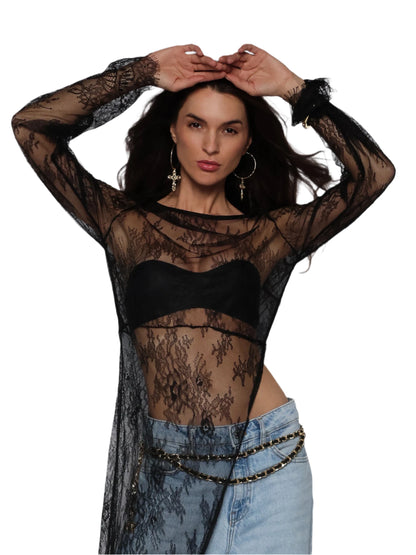 Bluza asimetrica din dantela fina, Paola