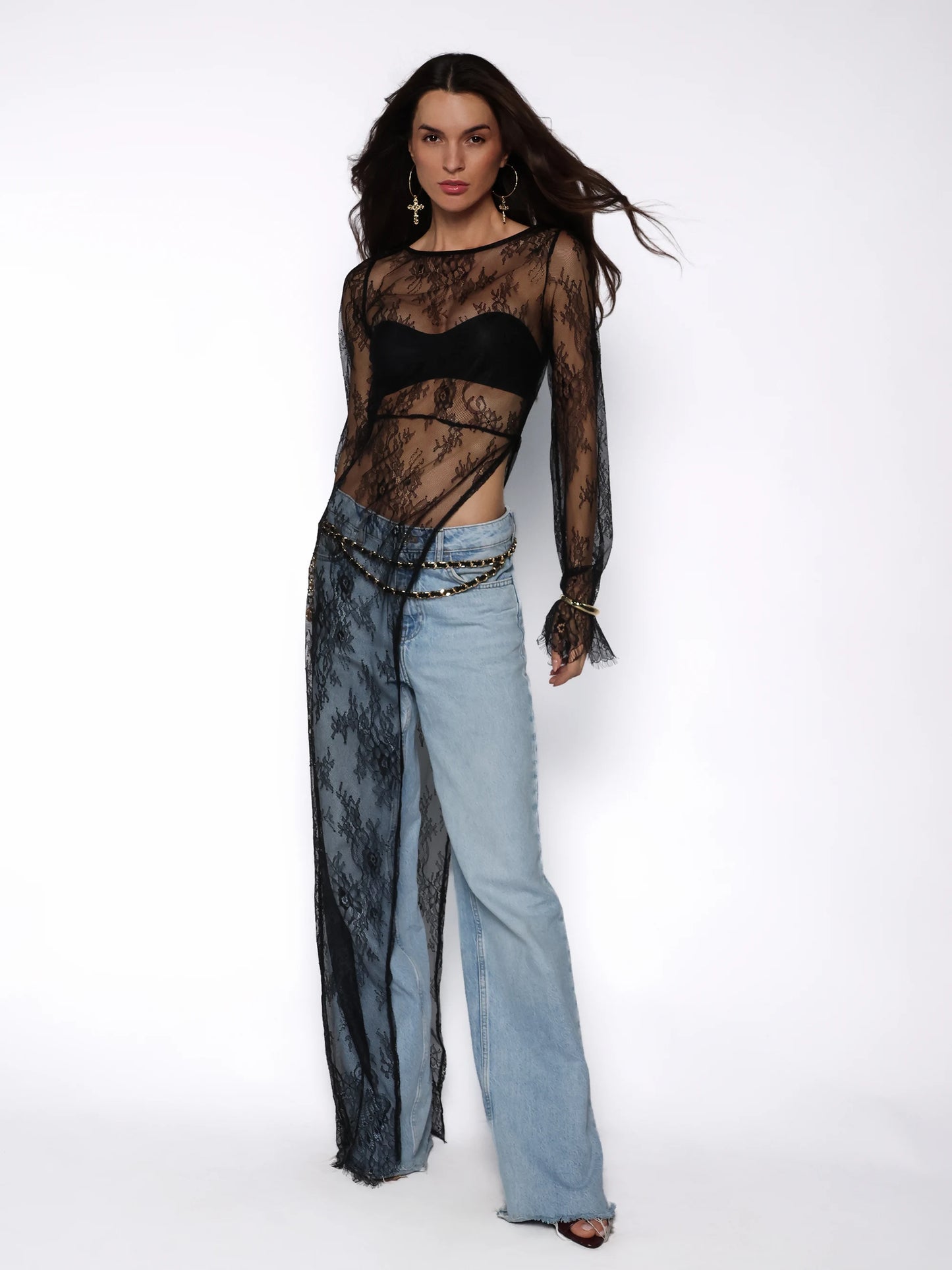 Bluza asimetrica din dantela fina, Paola