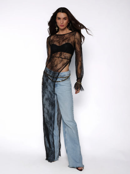 Bluza asimetrica din dantela fina, Paola