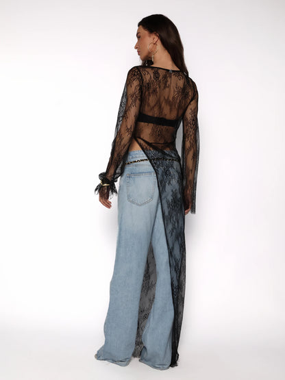 Bluza asimetrica din dantela fina, Paola