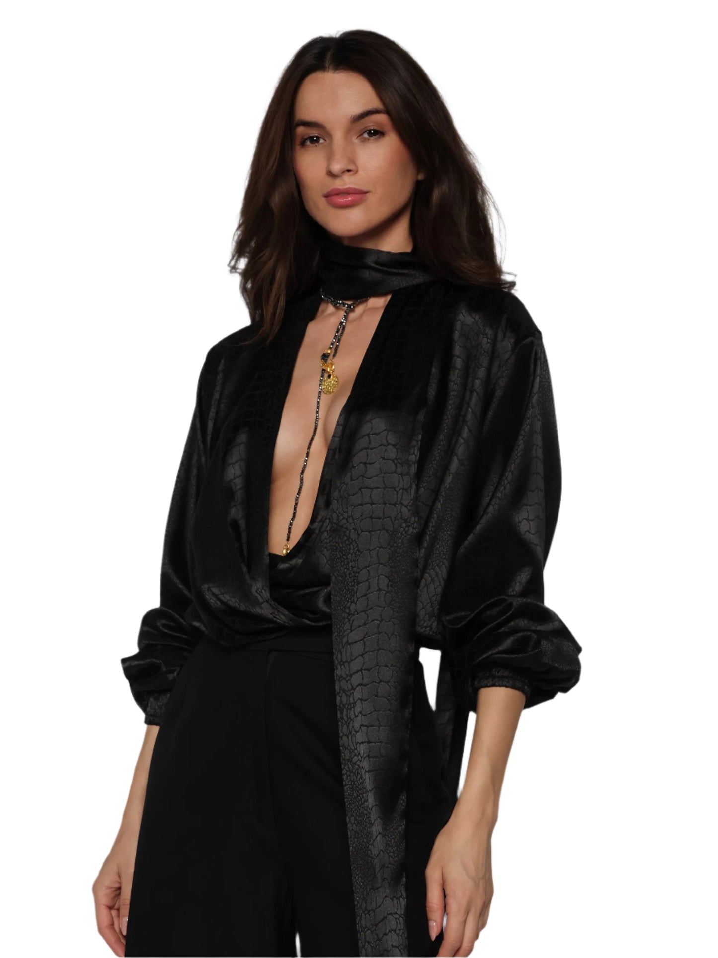 Bluza satinata piele de crocodil, Ava