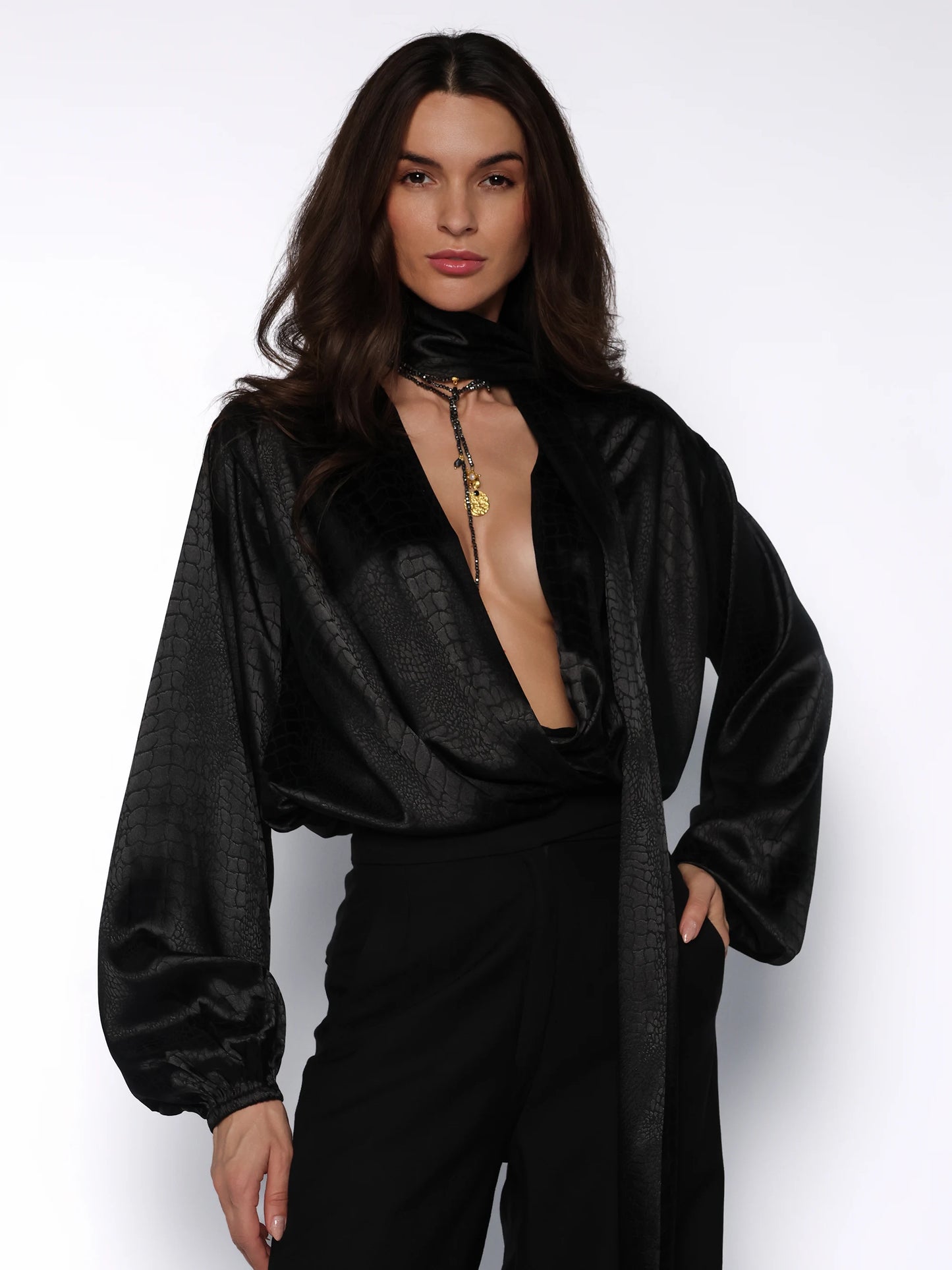 Bluza satinata piele de crocodil, Ava