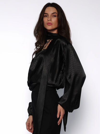 Bluza satinata piele de crocodil, Ava