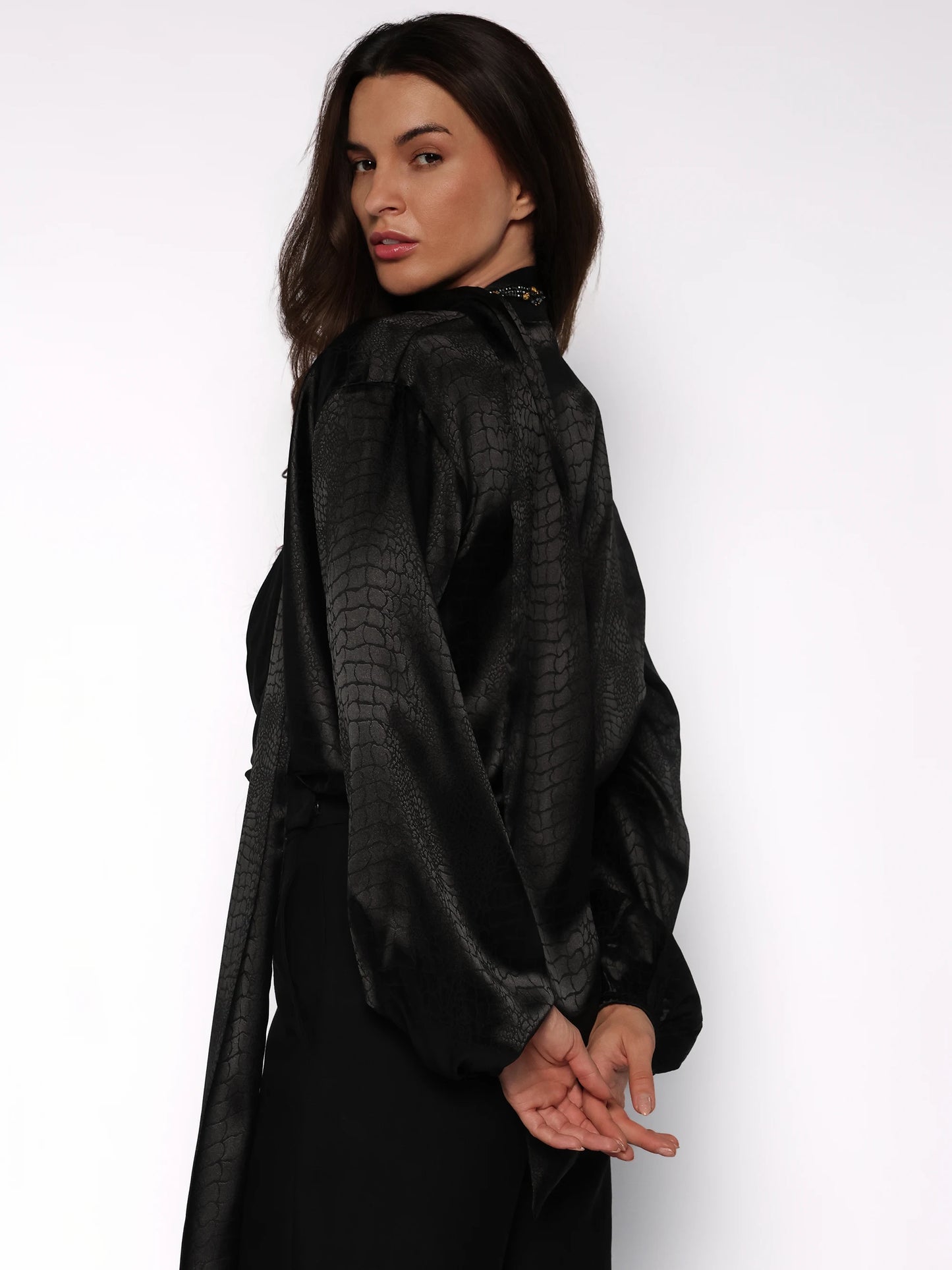 Bluza satinata piele de crocodil, Ava