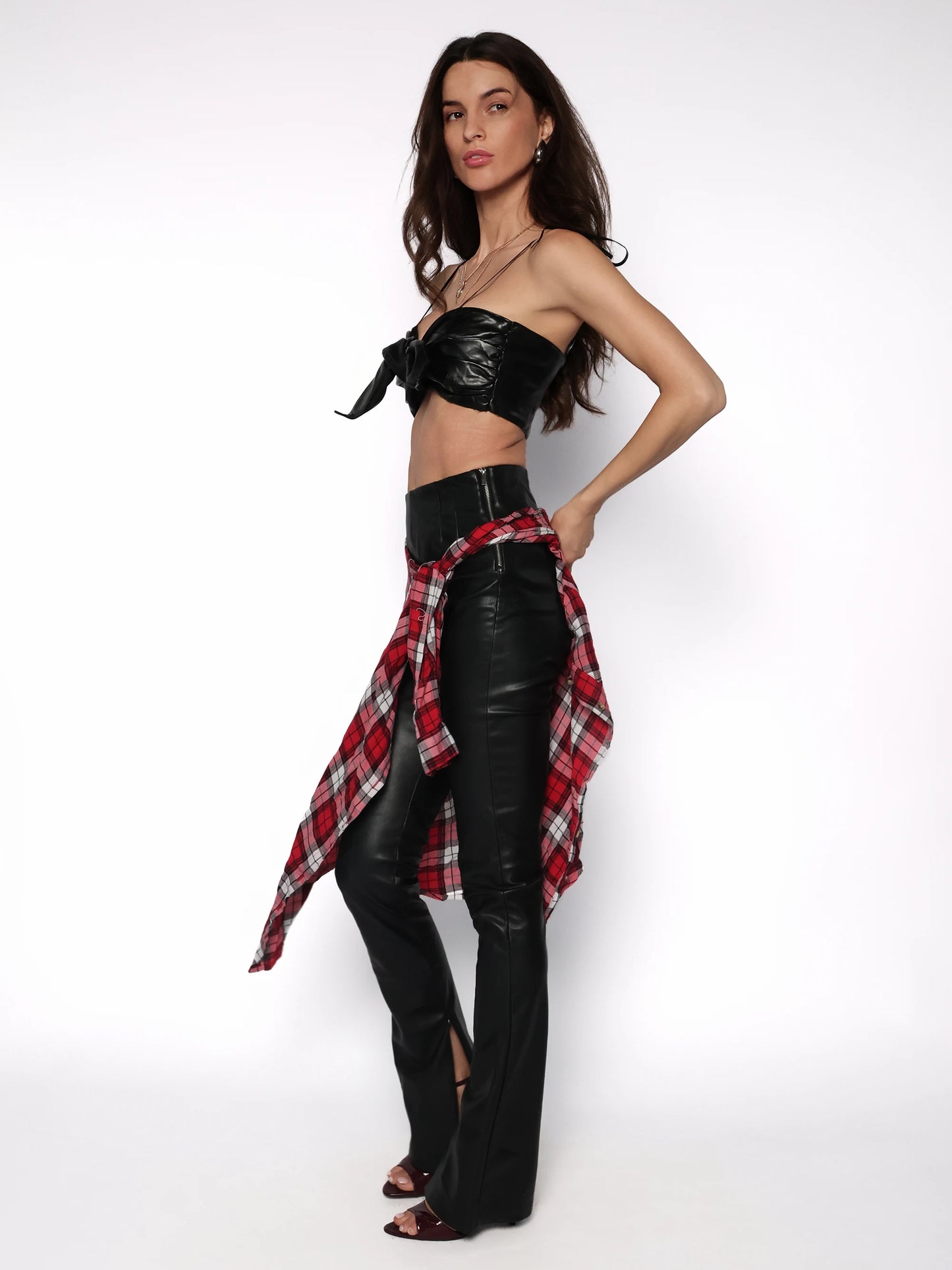 Top imitatie de piele cu prindere nod, Amara