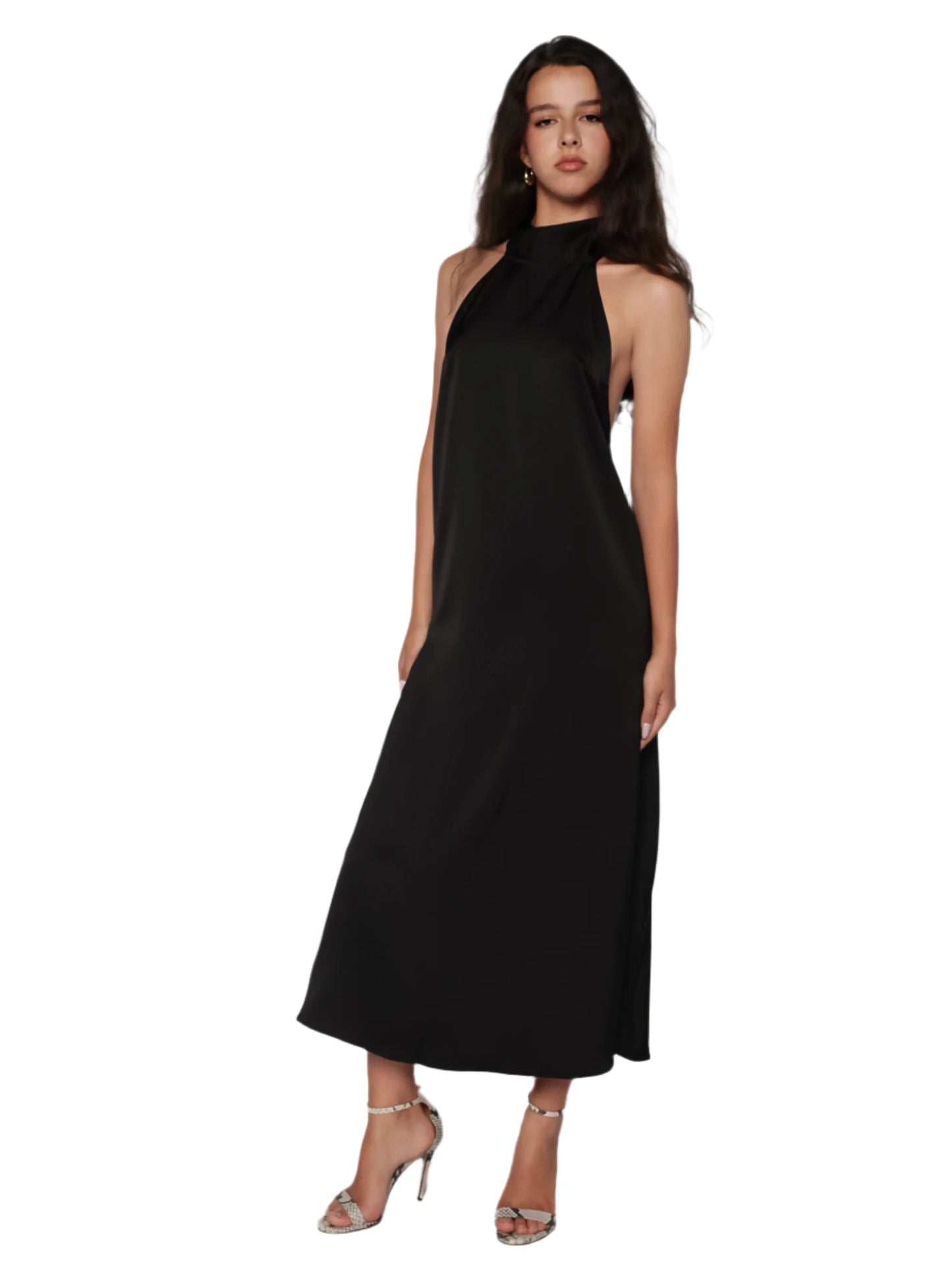 Rochie satinata in clos si cu spatele gol, Carla