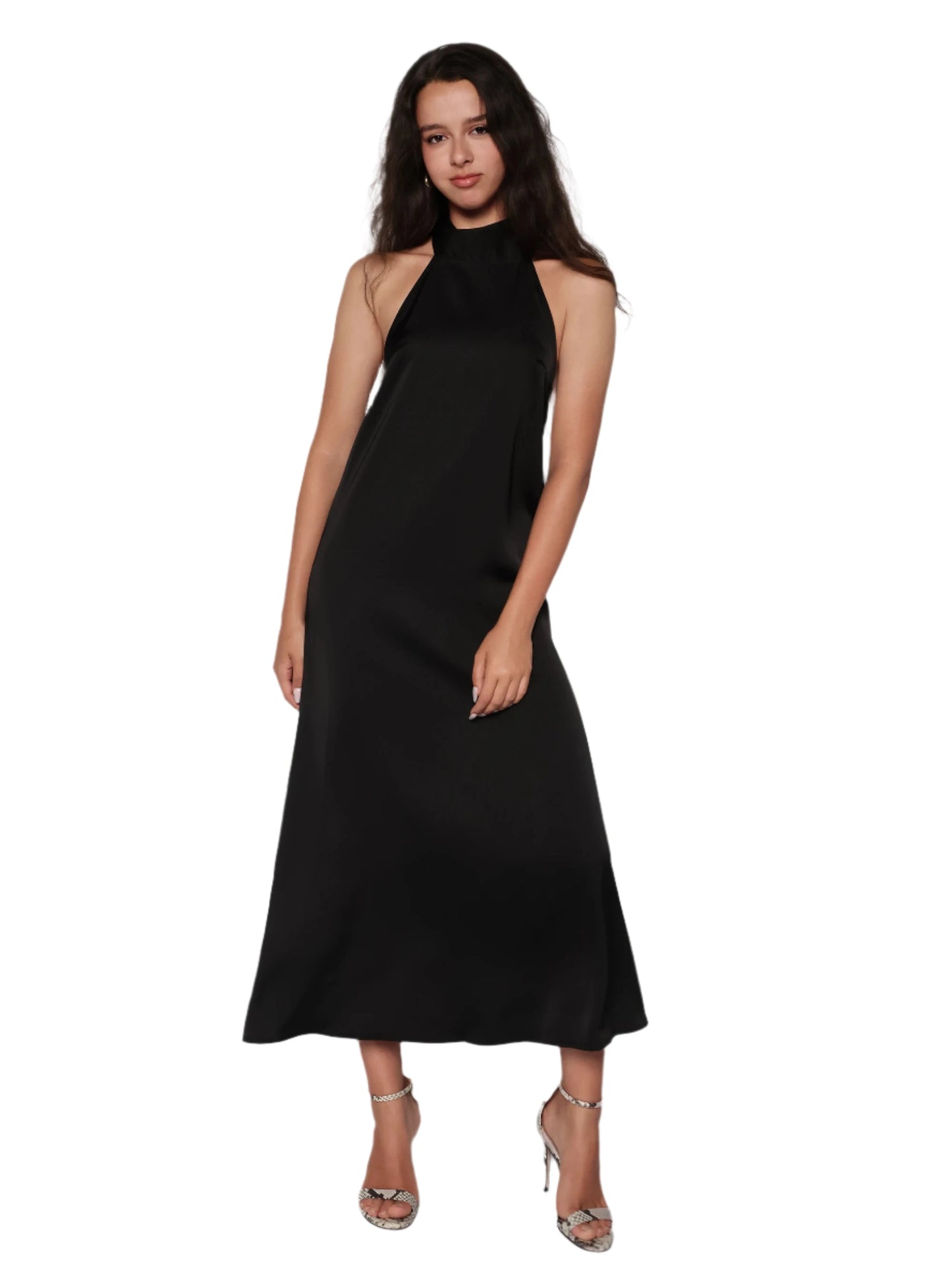 Rochie satinata in clos si cu spatele gol, Carla