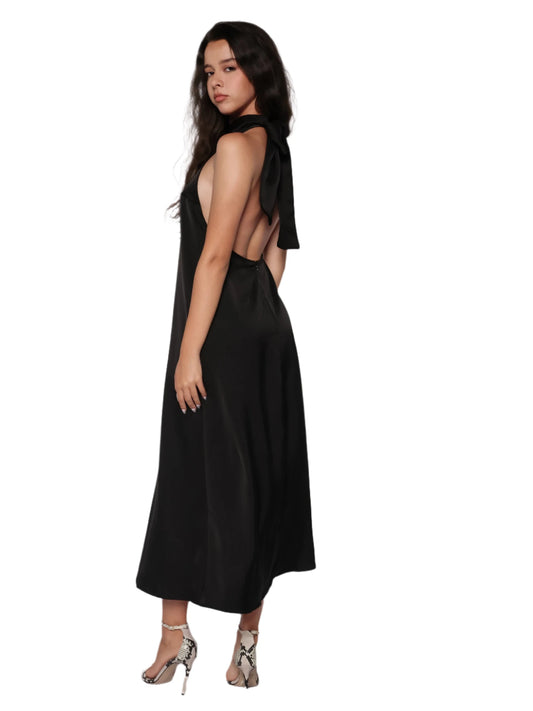 Rochie satinata in clos si cu spatele gol, Carla