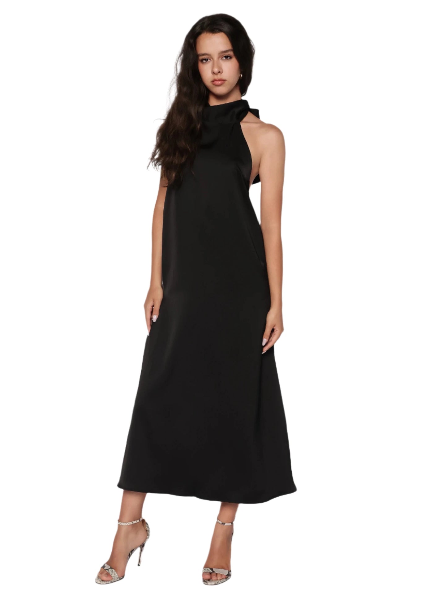 Rochie satinata in clos si cu spatele gol, Carla