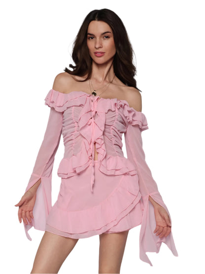 Rochie set camasa cu fusta parte peste parte, Lora