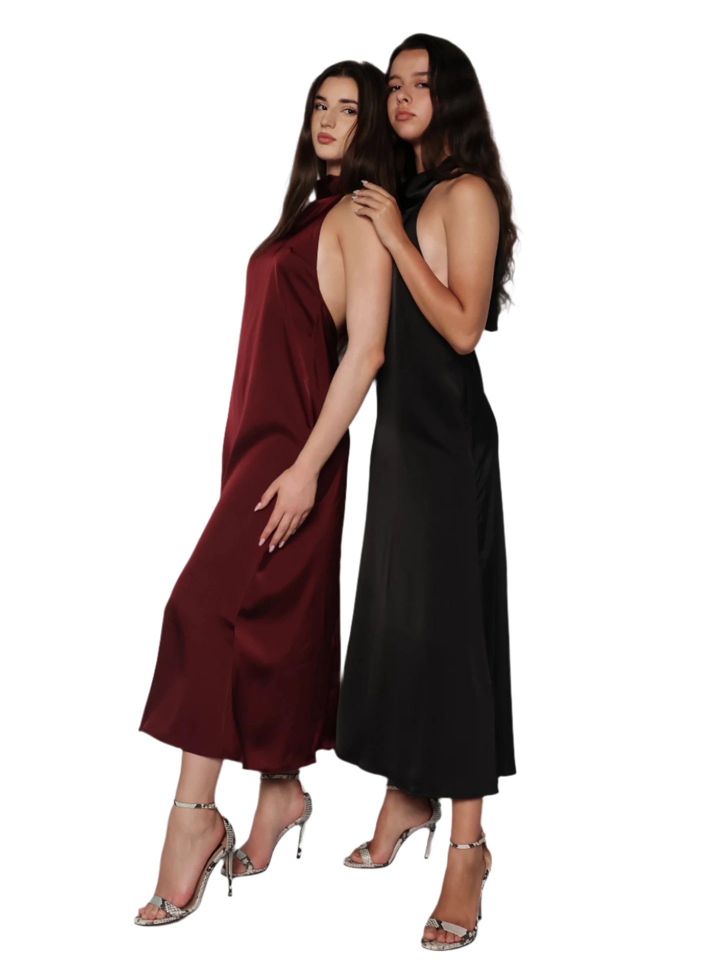 Rochie satinata in clos si cu spatele gol, Carla