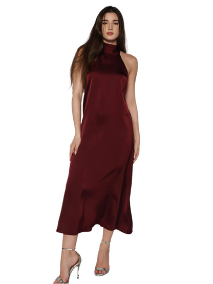 Rochie satinata in clos si cu spatele gol, Carla