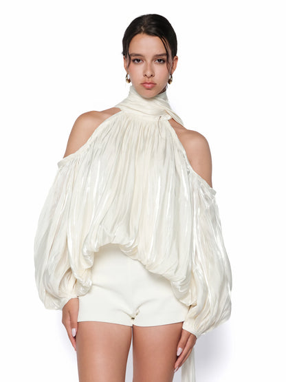 Bluza couture alba perlat, Valeria