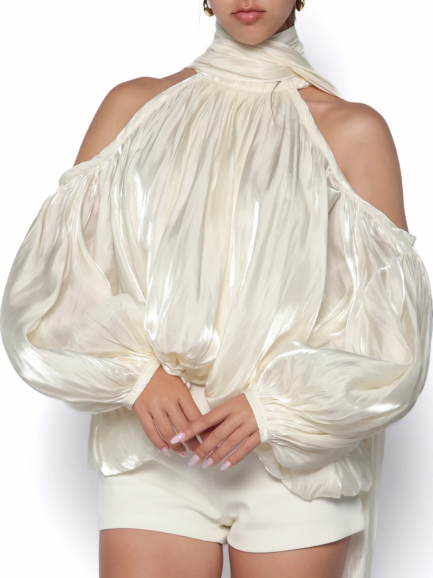 Bluza couture alba perlat, Valeria