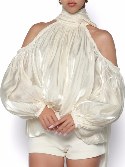 Bluza couture alba perlat, Valeria