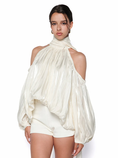 Bluza couture alba perlat, Valeria