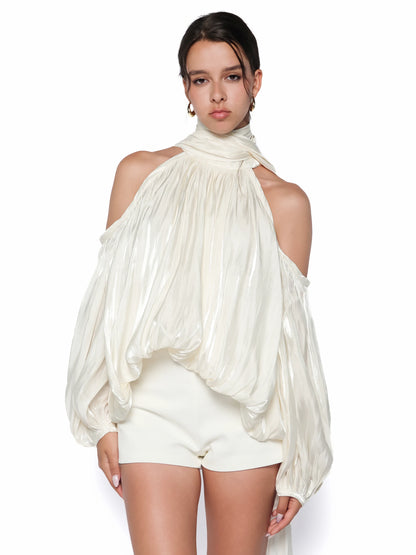 Bluza couture alba perlat, Valeria