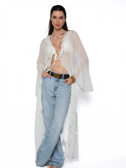 Kimono vaporos alb, Elvira