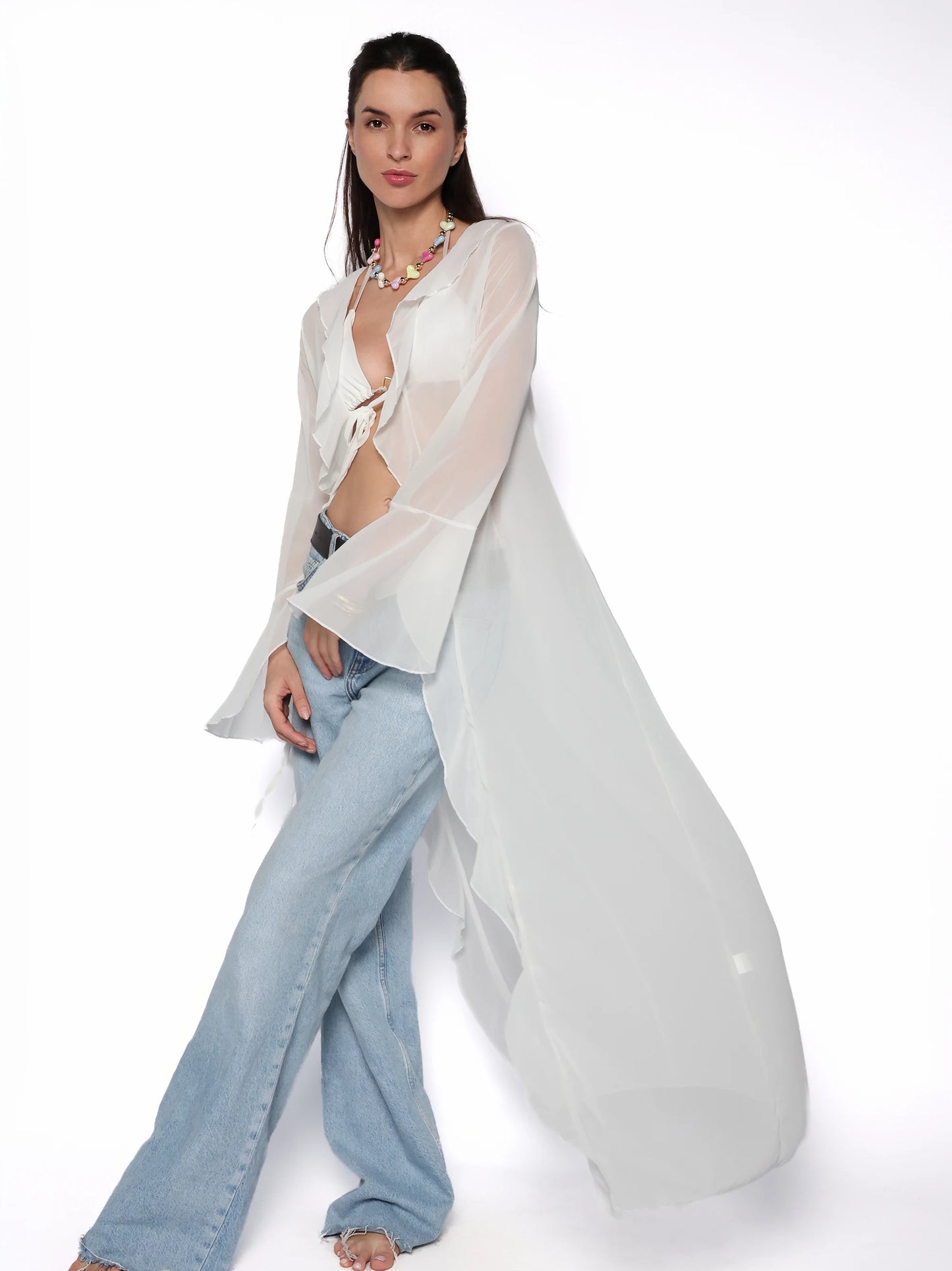 Kimono vaporos alb, Elvira