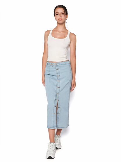 Fusta denim cu nasturi, Erica