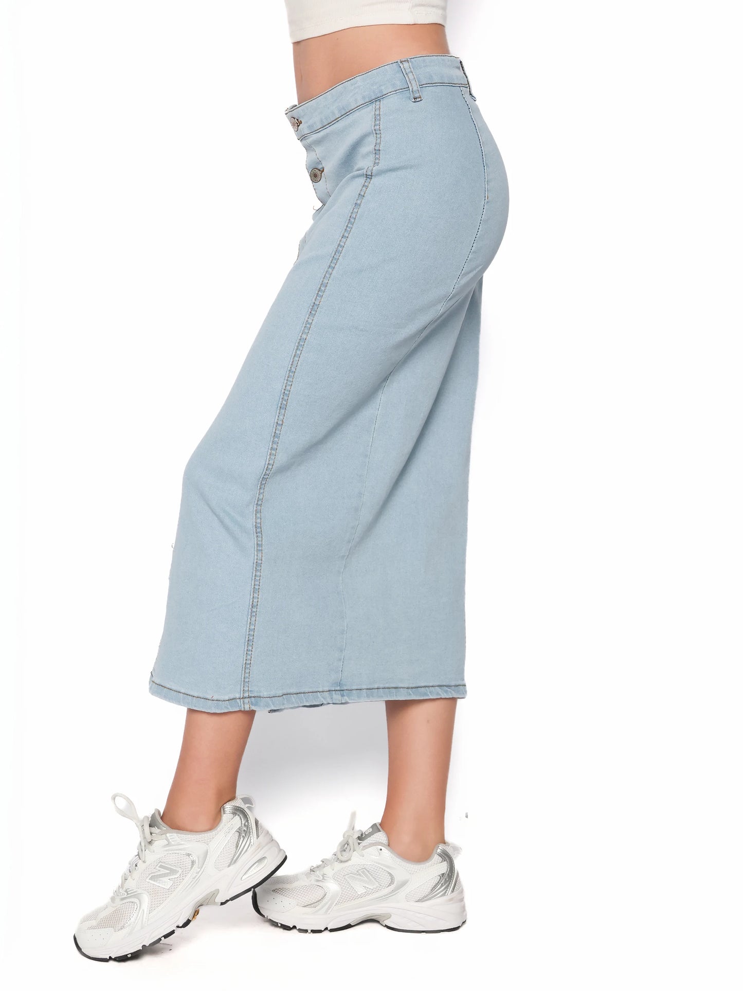 Fusta denim cu nasturi, Erica