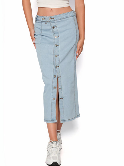 Fusta denim cu nasturi, Erica