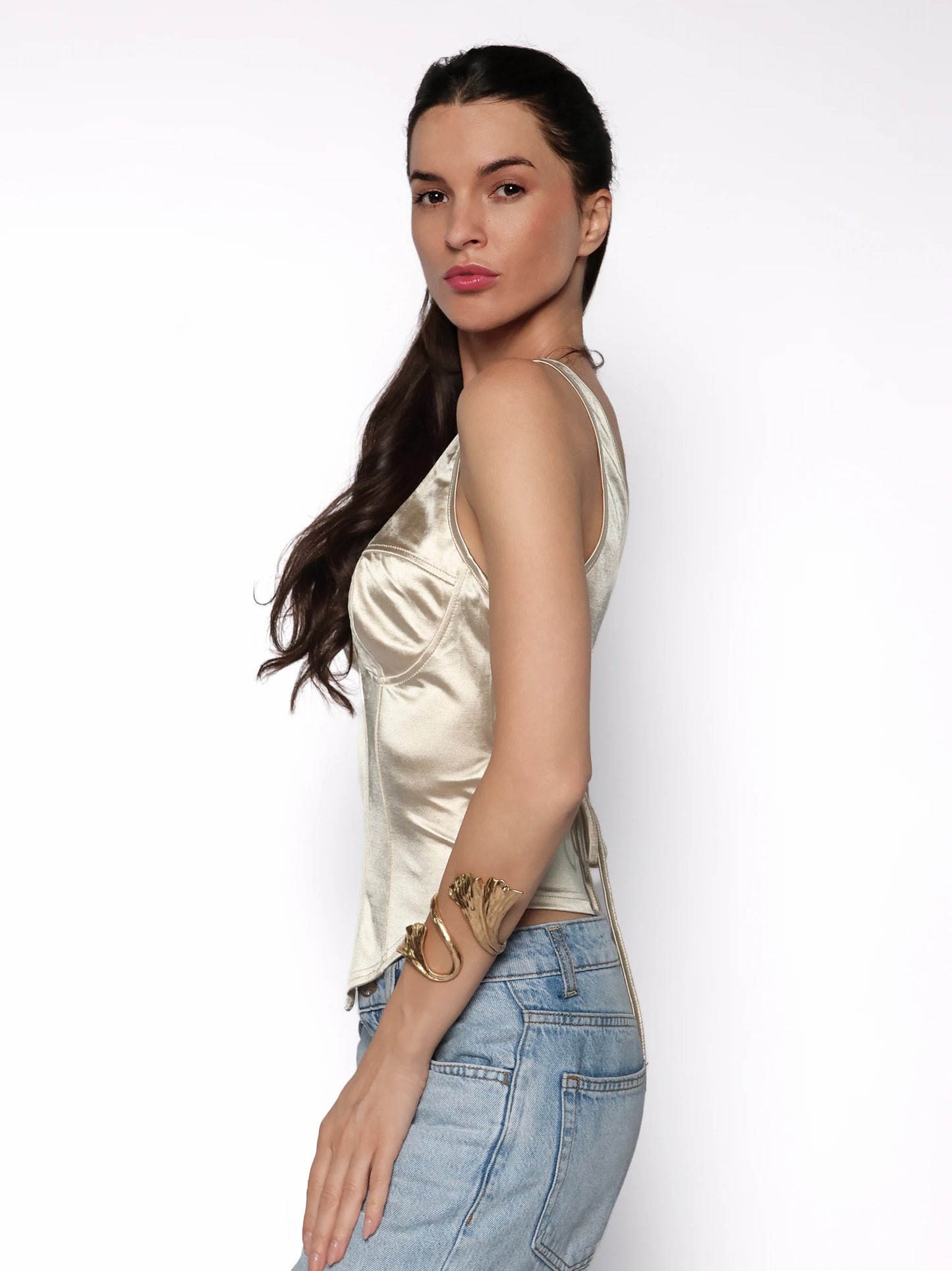 Corset satin cu decupaj adanc, Evelyne