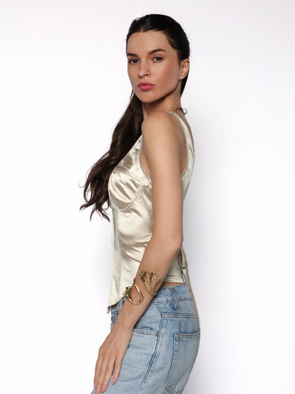 Corset satin cu decupaj adanc, Evelyne