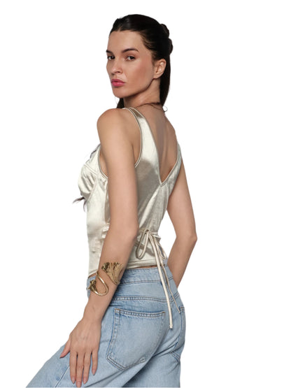 Corset satin cu decupaj adanc, Evelyne