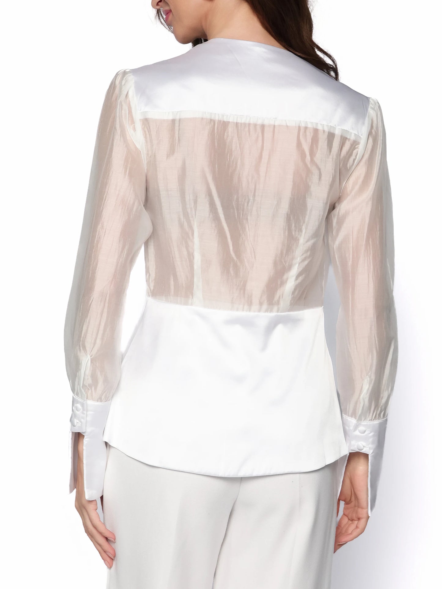 Camasa din voal transparent si satin, Perla