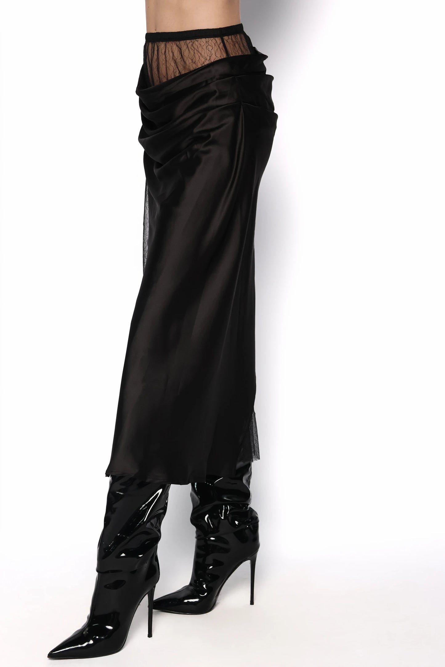 Fusta din satin si dantela, Kassandra