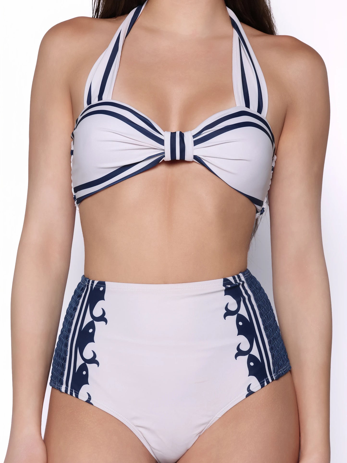 Set costum de baie cu pantaloni scurti, Marina