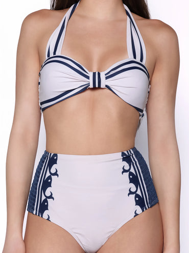 Set costum de baie cu pantaloni scurti, Marina