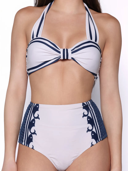 Set costum de baie cu pantaloni scurti, Marina