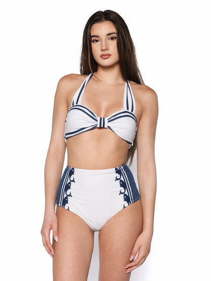 Set costum de baie cu pantaloni scurti, Marina